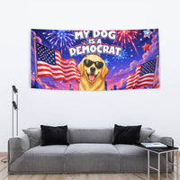 Golden Retriever My Dog Is A Democrat Tapestry Patriotic Statue Of Liberty Fireworks