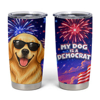 Golden Retriever My Dog Is A Democrat Tumbler Cup Patriotic Statue Of Liberty Fireworks