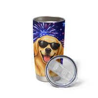 Golden Retriever My Dog Is A Democrat Tumbler Cup Patriotic Statue Of Liberty Fireworks