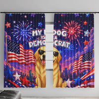 Golden Retriever My Dog Is A Democrat Window Curtain Patriotic Statue Of Liberty Fireworks