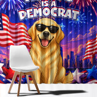 Golden Retriever My Dog Is A Democrat Window Curtain Patriotic Statue Of Liberty Fireworks