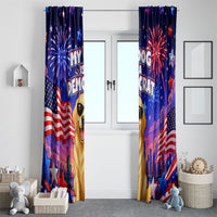 Golden Retriever My Dog Is A Democrat Window Curtain Patriotic Statue Of Liberty Fireworks