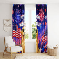 Golden Retriever My Dog Is A Democrat Window Curtain Patriotic Statue Of Liberty Fireworks