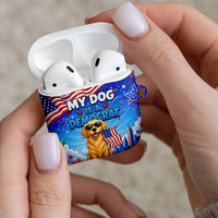 My Dog Is A Democrat AirPods Case Golden Retriever Patriotic American Flag Graphic