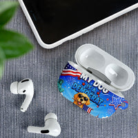 My Dog Is A Democrat AirPods Case Golden Retriever Patriotic American Flag Graphic