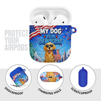 My Dog Is A Democrat AirPods Case Golden Retriever Patriotic American Flag Graphic