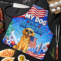 My Dog Is A Democrat Apron Golden Retriever Patriotic American Flag Graphic