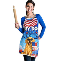 My Dog Is A Democrat Apron Golden Retriever Patriotic American Flag Graphic