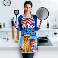 My Dog Is A Democrat Apron Golden Retriever Patriotic American Flag Graphic