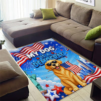 My Dog Is A Democrat Area Rug Golden Retriever Patriotic American Flag Graphic