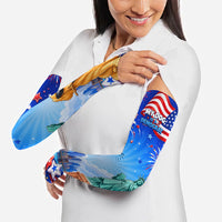 My Dog Is A Democrat Arm Sleeves Golden Retriever Patriotic American Flag Graphic