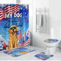 My Dog Is A Democrat Bathroom Set Golden Retriever Patriotic American Flag Graphic