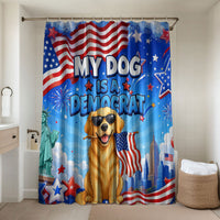 My Dog Is A Democrat Bathroom Set Golden Retriever Patriotic American Flag Graphic