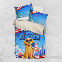 My Dog Is A Democrat Bedding Set Golden Retriever Patriotic American Flag Graphic