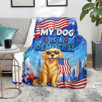 My Dog Is A Democrat Blanket Golden Retriever Patriotic American Flag Graphic
