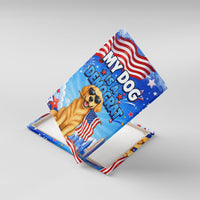 My Dog Is A Democrat Canvas Wall Art Golden Retriever Patriotic American Flag Graphic