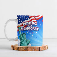 My Dog Is A Democrat Ceramic Mug Golden Retriever Patriotic American Flag Graphic