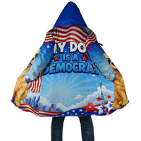 My Dog Is A Democrat Cloak Golden Retriever Patriotic American Flag Graphic