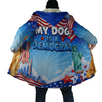 My Dog Is A Democrat Cloak Golden Retriever Patriotic American Flag Graphic