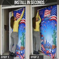 My Dog Is A Democrat Door Cover Golden Retriever Patriotic American Flag Graphic