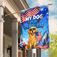 My Dog Is A Democrat Garden Flag Golden Retriever Patriotic American Flag Graphic