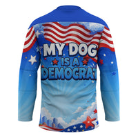 My Dog Is A Democrat Hockey Jersey Golden Retriever Patriotic American Flag Graphic