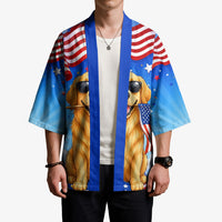 My Dog Is A Democrat Kimono Golden Retriever Patriotic American Flag Graphic