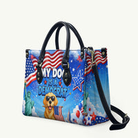 My Dog Is A Democrat Leather Bag Golden Retriever Patriotic American Flag Graphic