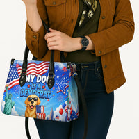 My Dog Is A Democrat Leather Bag Golden Retriever Patriotic American Flag Graphic