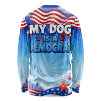 My Dog Is A Democrat Long Sleeve Shirt Golden Retriever Patriotic American Flag Graphic