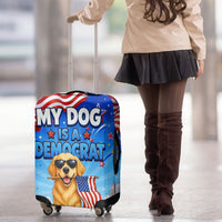My Dog Is A Democrat Luggage Cover Golden Retriever Patriotic American Flag Graphic