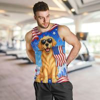 My Dog Is A Democrat Men Tank Top Golden Retriever Patriotic American Flag Graphic
