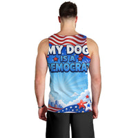 My Dog Is A Democrat Men Tank Top Golden Retriever Patriotic American Flag Graphic