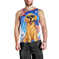 My Dog Is A Democrat Men Tank Top Golden Retriever Patriotic American Flag Graphic
