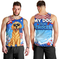 My Dog Is A Democrat Men Tank Top Golden Retriever Patriotic American Flag Graphic