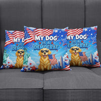 My Dog Is A Democrat Pillow Cover Golden Retriever Patriotic American Flag Graphic