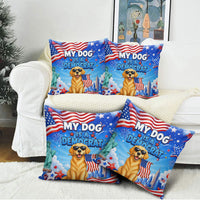 My Dog Is A Democrat Pillow Cover Golden Retriever Patriotic American Flag Graphic
