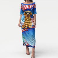 My Dog Is A Democrat Puletasi Golden Retriever Patriotic American Flag Graphic