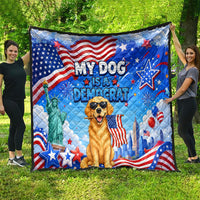 My Dog Is A Democrat Quilt Golden Retriever Patriotic American Flag Graphic