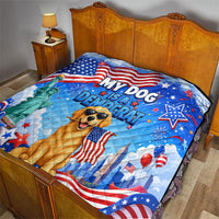 My Dog Is A Democrat Quilt Golden Retriever Patriotic American Flag Graphic