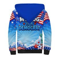 My Dog Is A Democrat Sherpa Hoodie Golden Retriever Patriotic American Flag Graphic