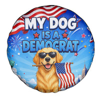 My Dog Is A Democrat Spare Tire Cover Golden Retriever Patriotic American Flag Graphic