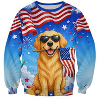 My Dog Is A Democrat Sweatshirt Golden Retriever Patriotic American Flag Graphic