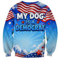 My Dog Is A Democrat Sweatshirt Golden Retriever Patriotic American Flag Graphic
