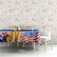 My Dog Is A Democrat Tablecloth Golden Retriever Patriotic American Flag Graphic