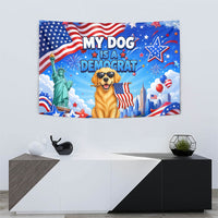 My Dog Is A Democrat Tapestry Golden Retriever Patriotic American Flag Graphic