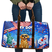 My Dog Is A Democrat Travel Bag Golden Retriever Patriotic American Flag Graphic