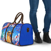 My Dog Is A Democrat Travel Bag Golden Retriever Patriotic American Flag Graphic