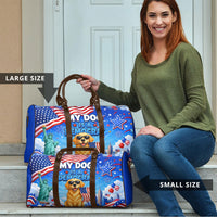 My Dog Is A Democrat Travel Bag Golden Retriever Patriotic American Flag Graphic