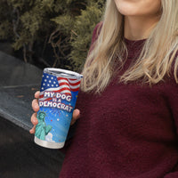 My Dog Is A Democrat Tumbler Cup Golden Retriever Patriotic American Flag Graphic